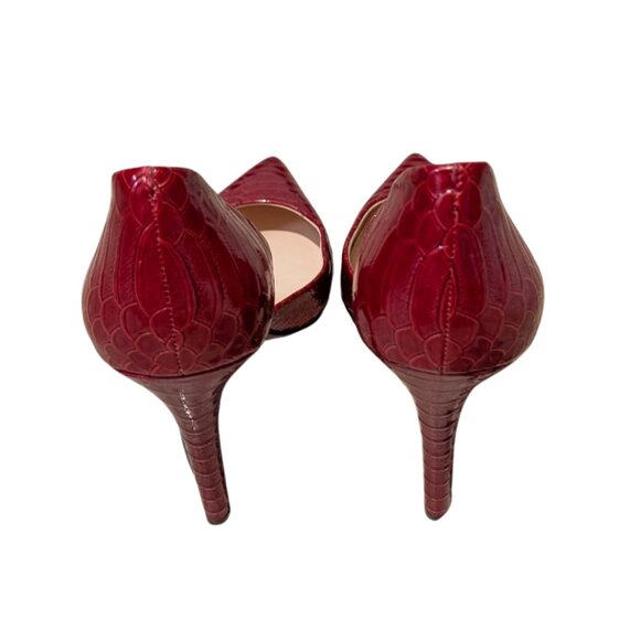 Jessica Simpson Shimmer Flame Red Patent Leather Crocodile Stiletto Heels Sz 9 - Picture 4 of 6